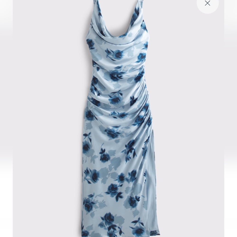 Blue Cowl Neck Draped Maxi Dress Abercrombie And Fitch Size M Petite